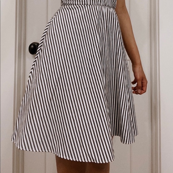 Grey and White Striped Dress - Picture 2 of 3